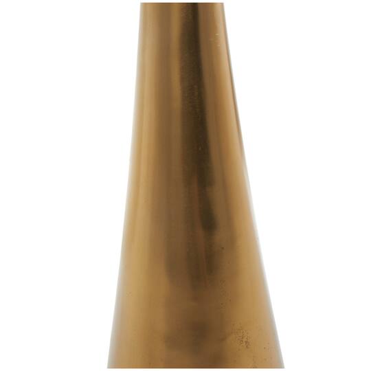 Gold Aluminum Geometric Cone Accent Table with Textured Glass Tabletop